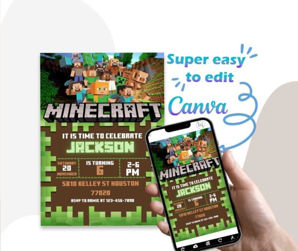 Minecraft birthday invitation