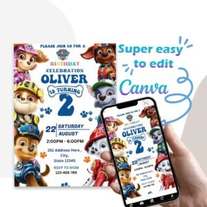 paw patrol birthday invitation