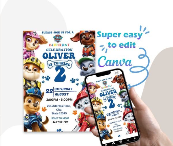 paw patrol birthday invitation