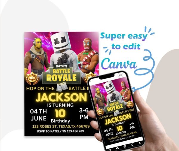 Fortnite birthday invitation