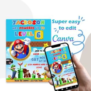 Super mario birthday invitation