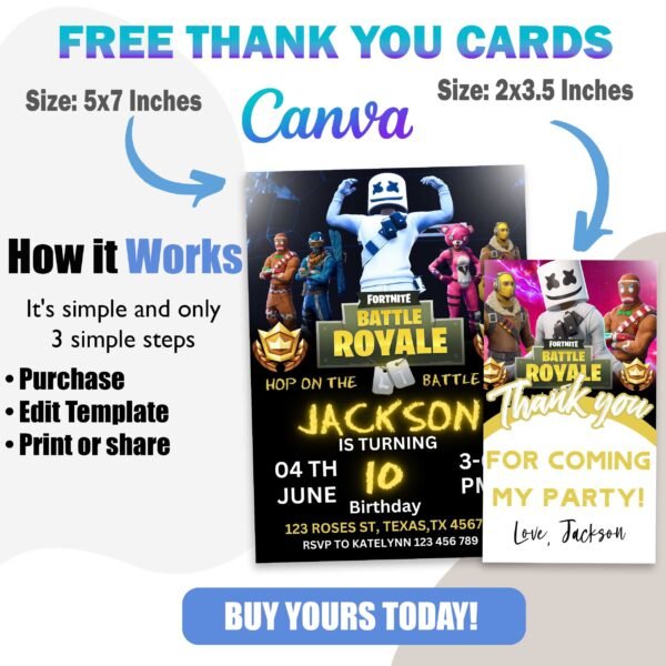 Fortnite birthday invitation