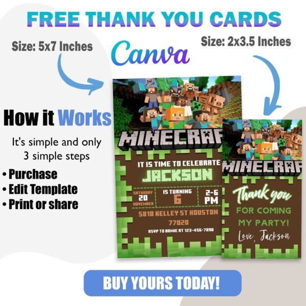 Minecraft birthday invitation