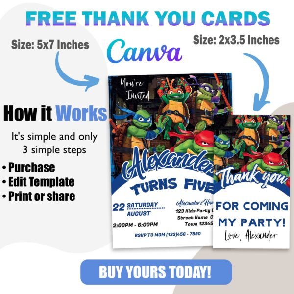 ninja turtle birthday invitation