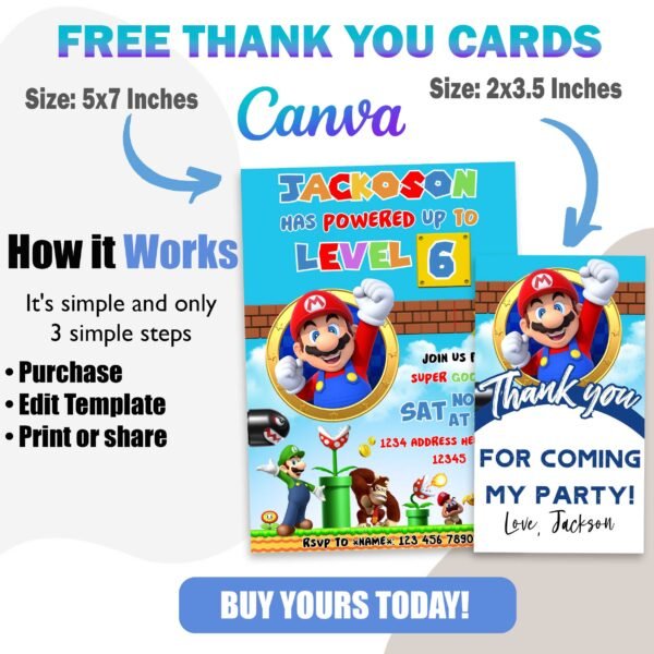 Super mario birthday invitation