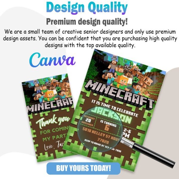 Minecraft birthday invitation