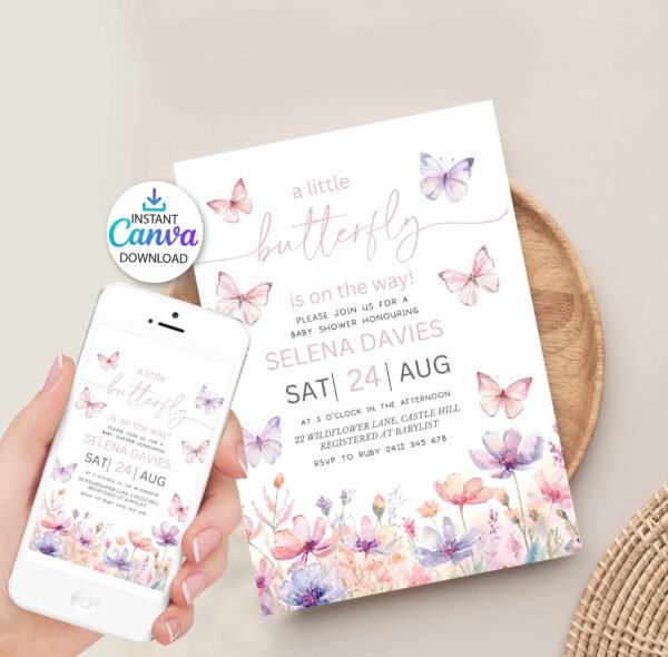 Butterfly Baby Shower Invitation