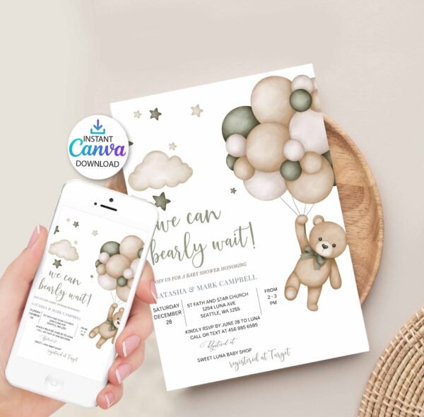 We Can Bearly Wait Baby Shower Invitation