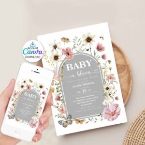 Wildflower baby in bloom invitation