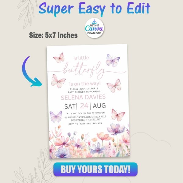 Butterfly Baby Shower Invitation