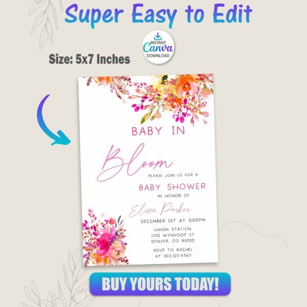 Baby in Bloom Baby Shower Invitation